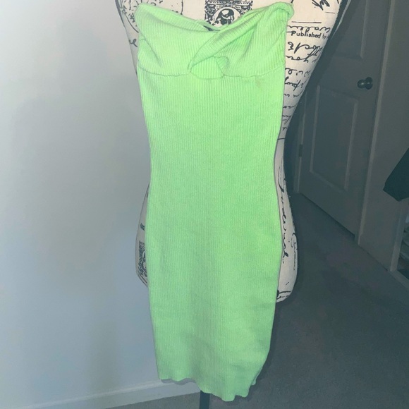 H&M Green Strapless Sweater Mini Dress XS brand new - Picture 1 of 6